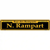 N. Rampart Yellow Novelty Metal Street Sign 24" x 5" (ST)