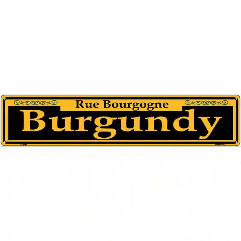 Burgundy Yellow Novelty Metal Street Sign 24" x 5" (ST)