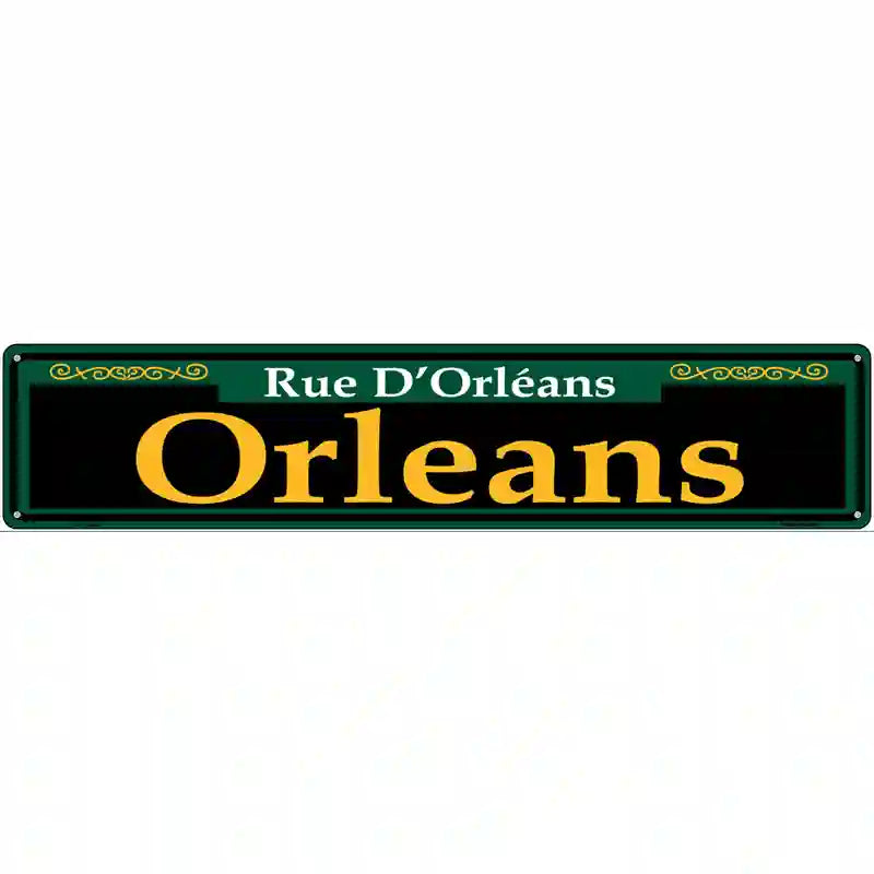 Orleans Green Novelty Metal Street Sign 24" x 5" (ST)