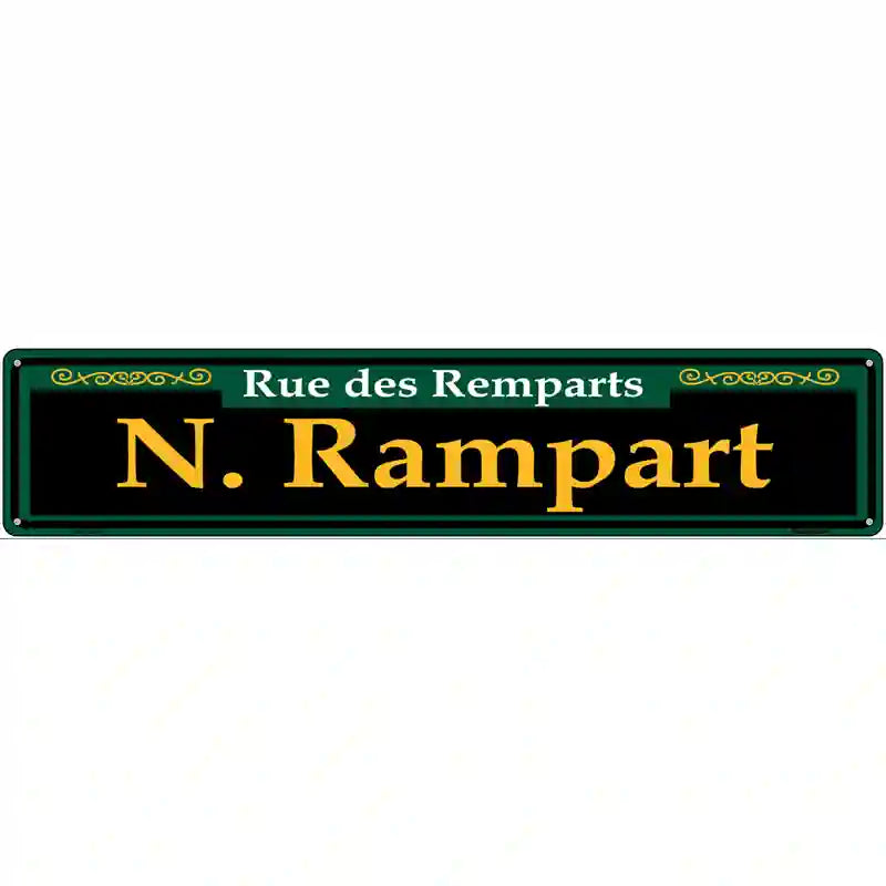 N. Rampart Green Novelty Metal Street Sign 24" x 5" (ST)