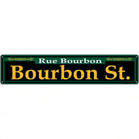 Bourbon St. Green Novelty Metal Street Sign 24" x 5" (ST)