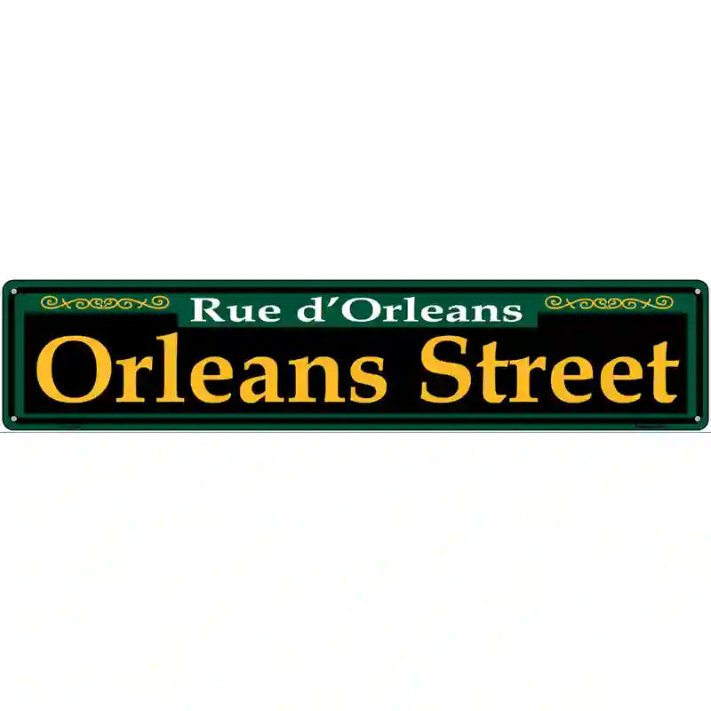 Orleans Street Green Novelty Metal Street Sign 24" x 5" (ST)