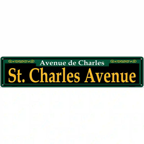 St. Charles Avenue Green Novelty Metal Street Sign 24" x 5" (ST)