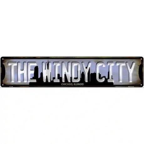 Chicago Illinois The Windy City Novelty Metal Street Sign 24" x 5" (ST)