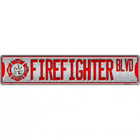 Fire Fighter Blvd Novelty Metal Street Sign 24" x 5" (ST)