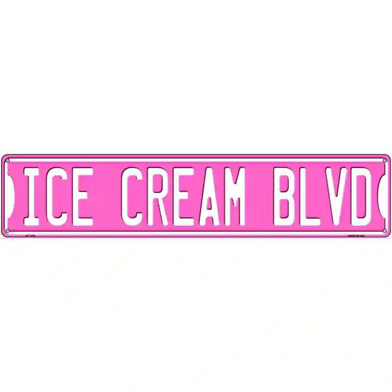 Ice Cream Blvd Novelty Metal Street Sign 24" x 5" (ST)