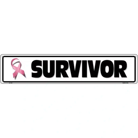 Survivor Pink Ribbon Breast Cancer Novelty Metal Street Sign 24" x 5" (ST)