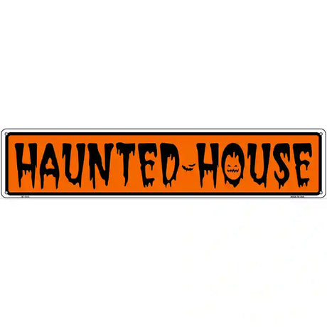 Haunted House Orange Novelty Metal Street Sign 24" x 5" (ST)