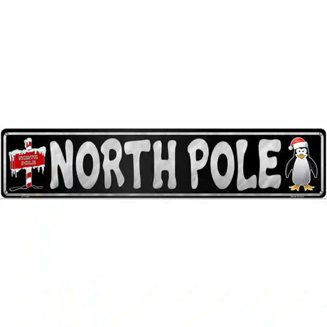 North Pole Black Novelty Metal Street Sign 24" x 5" (ST)