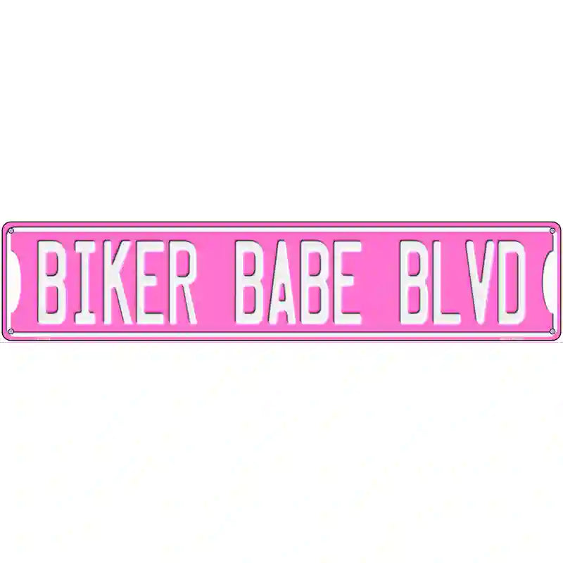 Biker Babe Pink Novelty Metal Street Sign 24" x 5" (ST)