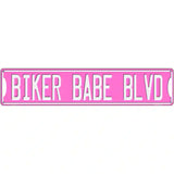 Biker Babe Pink Novelty Metal Street Sign 24" x 5" (ST)