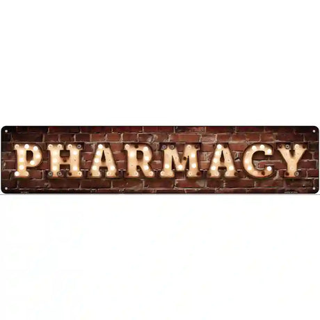 Pharmacy Bulb Lettering Novelty Metal Street Sign 24" x 5" (ST)