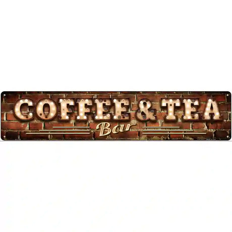 Coffee and Tea Bulb Lettering Novelty Metal Street Sign 24" x 5" (ST)