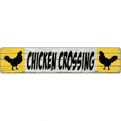 Chicken Crossing Novelty Metal Street Sign 24" x 5" (ST)