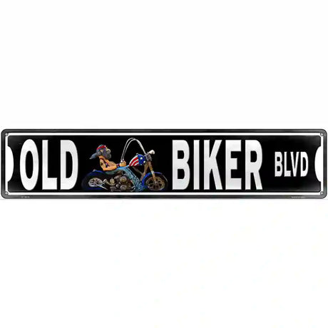 Old Biker Novelty Metal Street Sign 24" x 5" (ST)