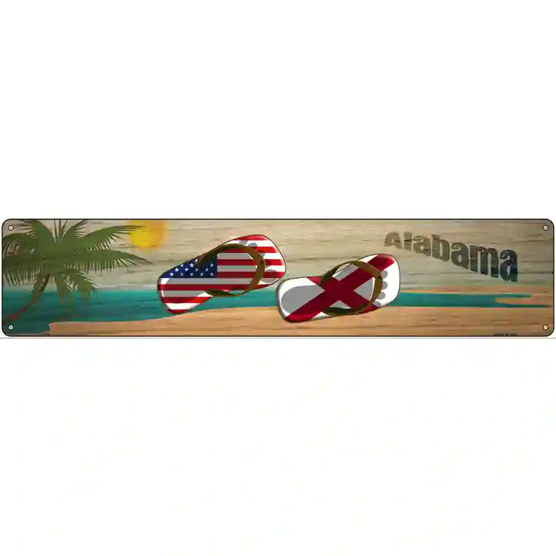 Alabama Flag and US Flag Novelty Metal Street Sign 24" x 5" (ST)