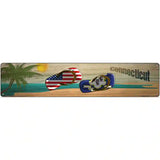 Connecticut Flag and US Flag Novelty Metal Street Sign 24" x 5" (ST)