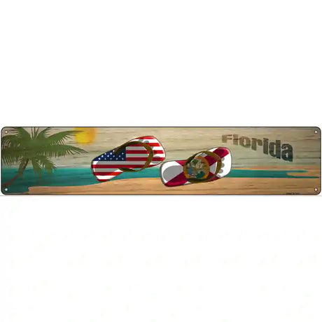 Florida Flag and US Flag Novelty Metal Street Sign 24" x 5" (ST)