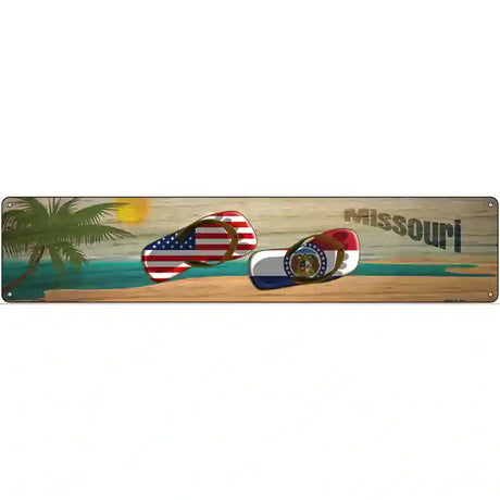 Missouri Flag and US Flag Novelty Metal Street Sign 24" x 5" (ST)