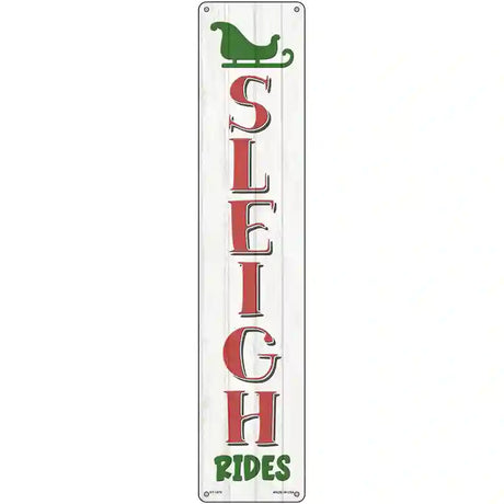 Sleigh Rides White Novelty Metal Street Sign 24" x 5" (ST)