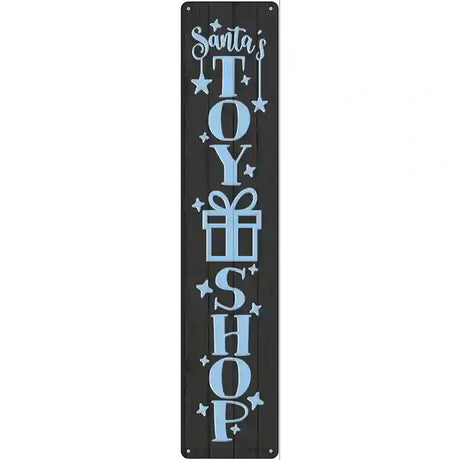 Santas Toy Shop Black Novelty Metal Street Sign 24" x 5" (ST)