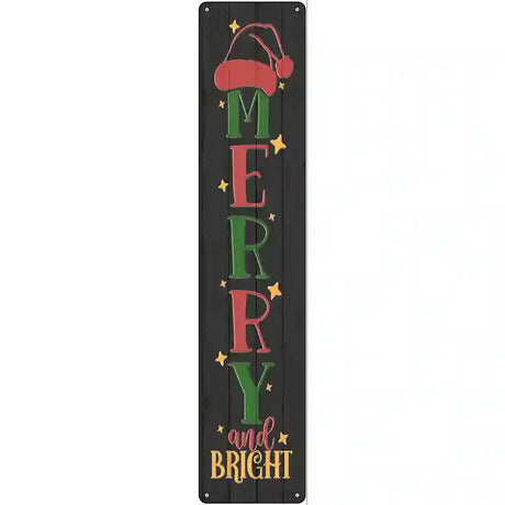 Merry and Bright Black Novelty Metal Street Sign 24" x 5" (ST)