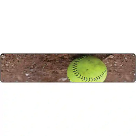 Softball on Dirt Novelty Metal Street Sign 24" x 5" (ST)