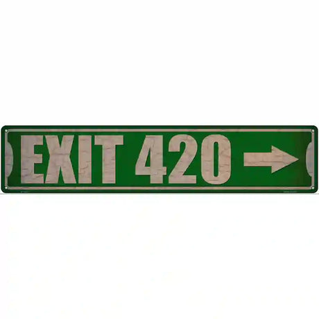 Exit 420 Right Novelty Metal Street Sign 24" x 5" (ST)