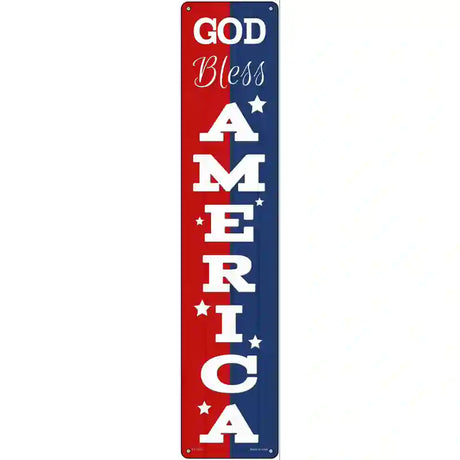 God Bless America Red and Blue Novelty Metal Street Sign 24" x 5" (ST)