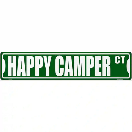 Happy Camper Ct Novelty Metal Street Sign 24" x 5" (ST)