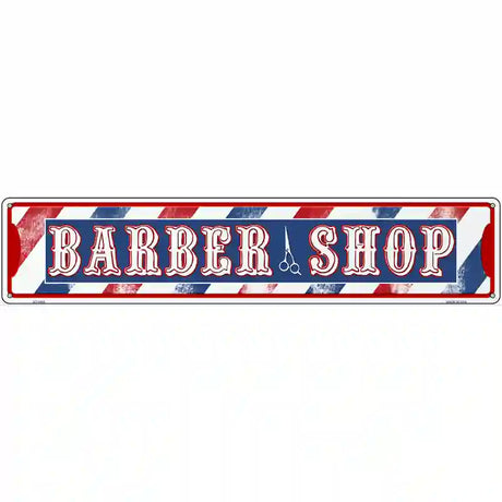 Barber Shop Horizontal Novelty Metal Street Sign 24" x 5" (ST)