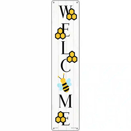 Welcome Bee Vertical Novelty Metal Street Sign 24" x 5" (ST)