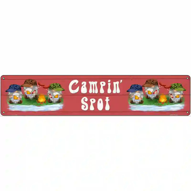 Camping Spot Six Camo Gnomes Novelty Metal Street Sign 24" x 5" (ST)