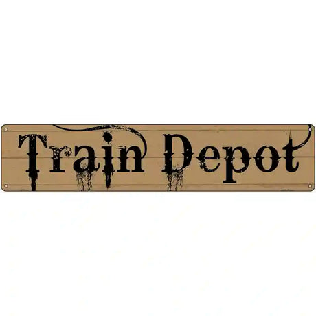 Train Depot Streaked Novelty Metal Street Sign 24" x 5" (ST)