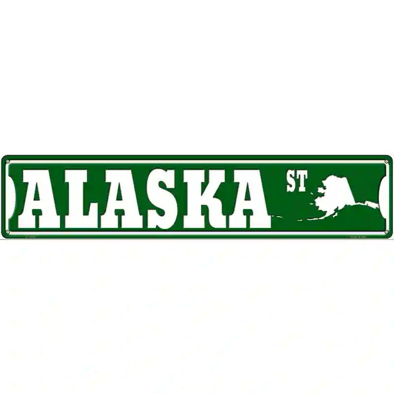 Alaska St Silhouette Novelty Metal Street Sign 24" x 5" (ST)