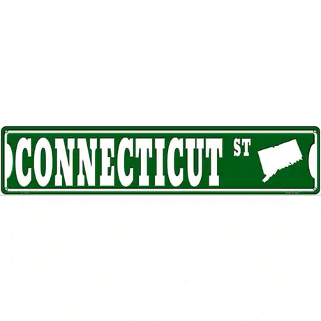 Connecticut St Silhouette Novelty Metal Street Sign 24" x 5" (ST)