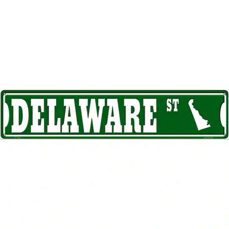 Delaware St Silhouette Novelty Metal Street Sign 24" x 5" (ST)