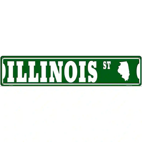 Illinois St Silhouette Novelty Metal Street Sign 24" x 5" (ST)