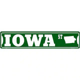 Iowa St Silhouette Novelty Metal Street Sign 24" x 5" (ST)