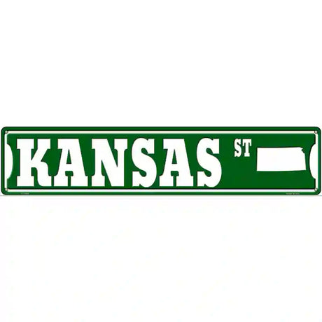 Kansas St Silhouette Novelty Metal Street Sign 24" x 5" (ST)