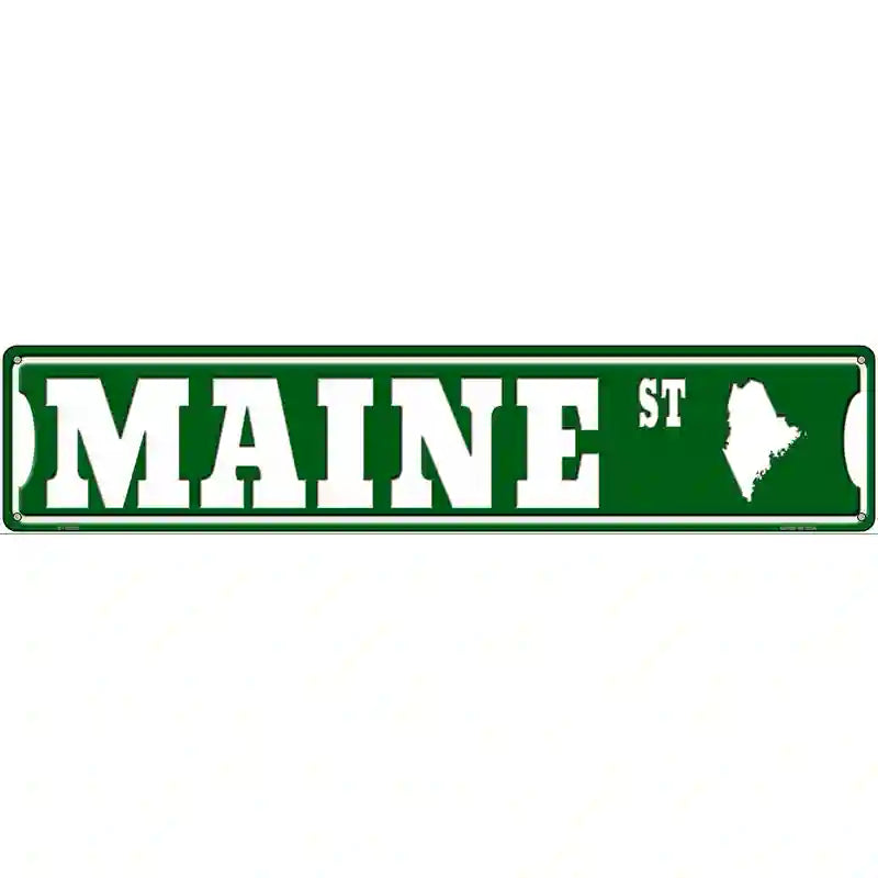 Maine St Silhouette Novelty Metal Street Sign 24" x 5" (ST)