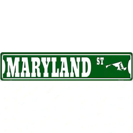 Maryland St Silhouette Novelty Metal Street Sign 24" x 5" (ST)