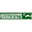 Massachusetts St Silhouette Novelty Metal Street Sign 24" x 5" (ST)