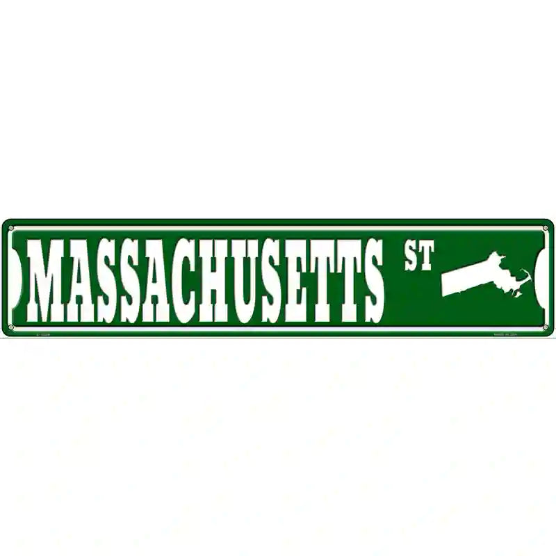 Massachusetts St Silhouette Novelty Metal Street Sign 24" x 5" (ST)