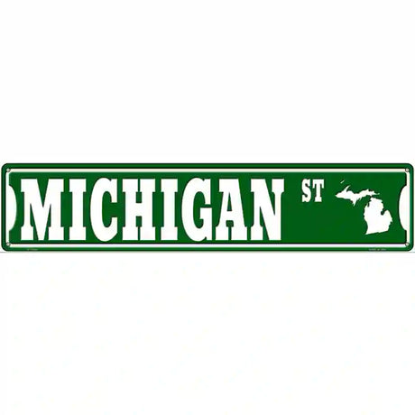 Michigan St Silhouette Novelty Metal Street Sign 24" x 5" (ST)