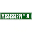 Mississippi St Silhouette Novelty Metal Street Sign 24" x 5" (ST)