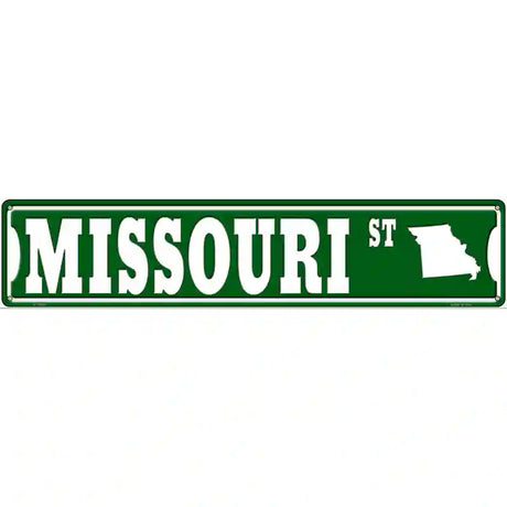 Missouri St Silhouette Novelty Metal Street Sign 24" x 5" (ST)