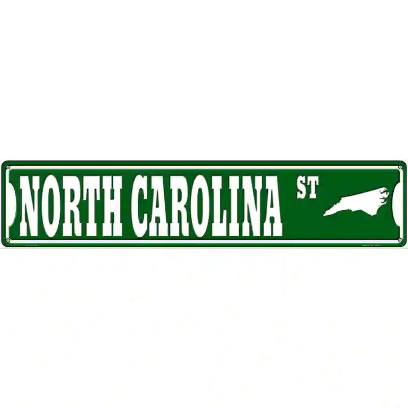 North Carolina St Silhouette Novelty Metal Street Sign 24" x 5" (ST)