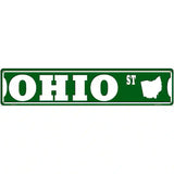 Ohio St Silhouette Novelty Metal Street Sign 24" x 5" (ST)