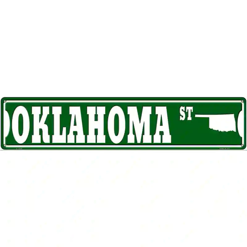 Oklahoma St Silhouette Novelty Metal Street Sign 24" x 5" (ST)